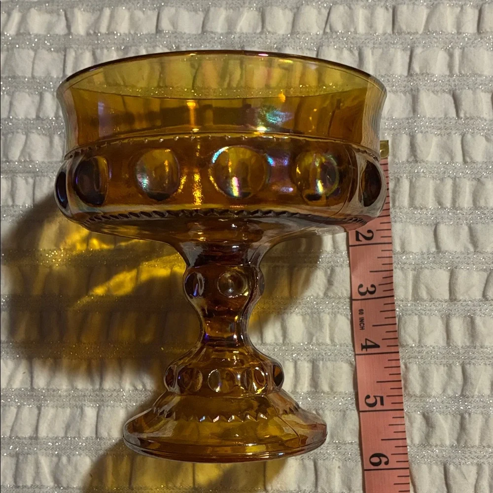 Amber Carnival Glass Compote Dish - Picture 7 of 7